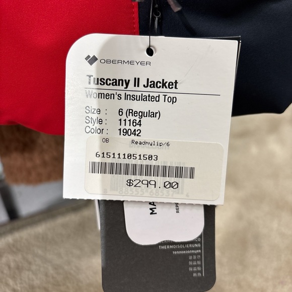 NWT Obermeyer Tuscany II jacket readmylip (red)retail 299 - Picture 7 of 7
